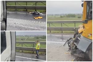 cats 1 - Impact între două basculante pe A1. Doi șoferi din Argeș, implicați