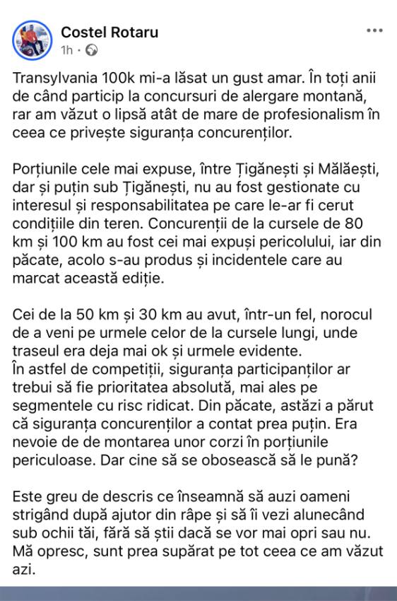 costel rotaru 2 - Accident grav la „Transilvania 100” în Bucegi: operațiune de salvare în desfășurare în zona Mălăiești