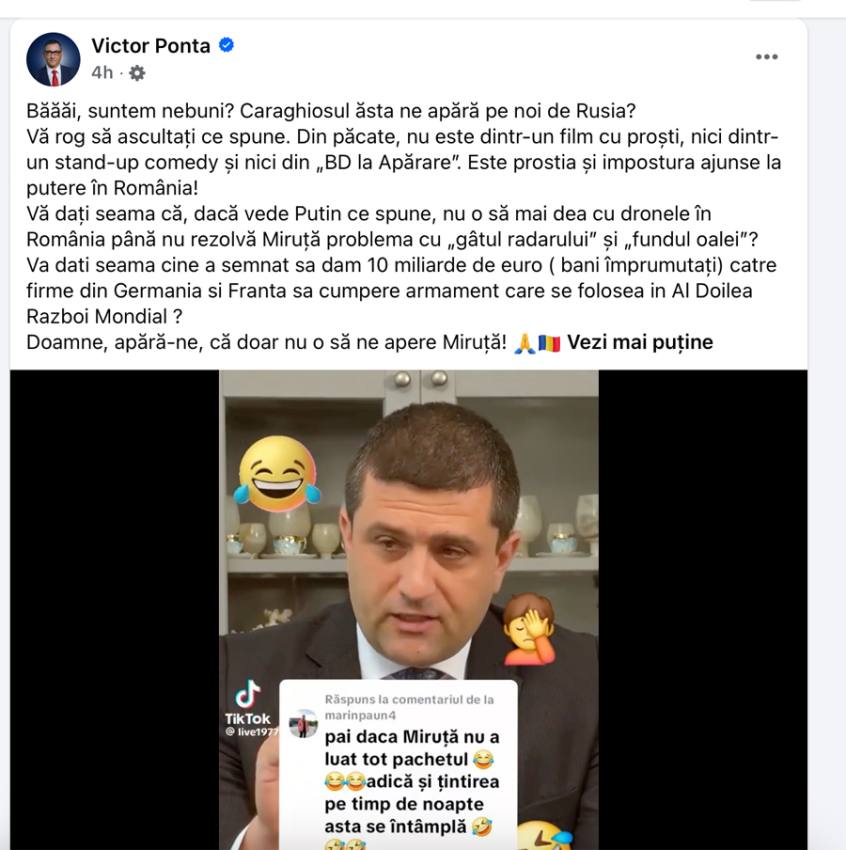 Sursă foto: screenshot FB Victor Ponta