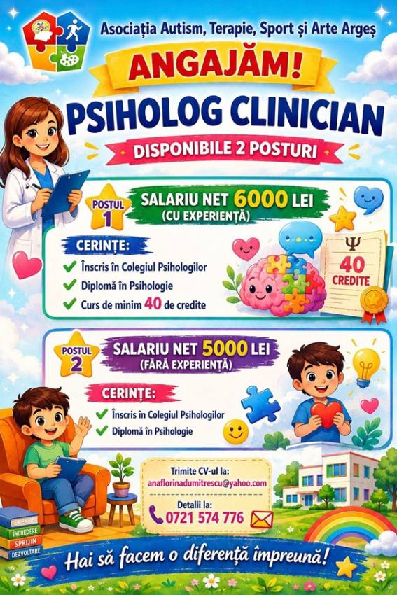 4617caa5 20b7 4f1b 8ed5 9005be006341 - Asociația Autism, Terapie, Sport și Arte Argeș angajează psihologi clinicieni. 2 posturi disponibile