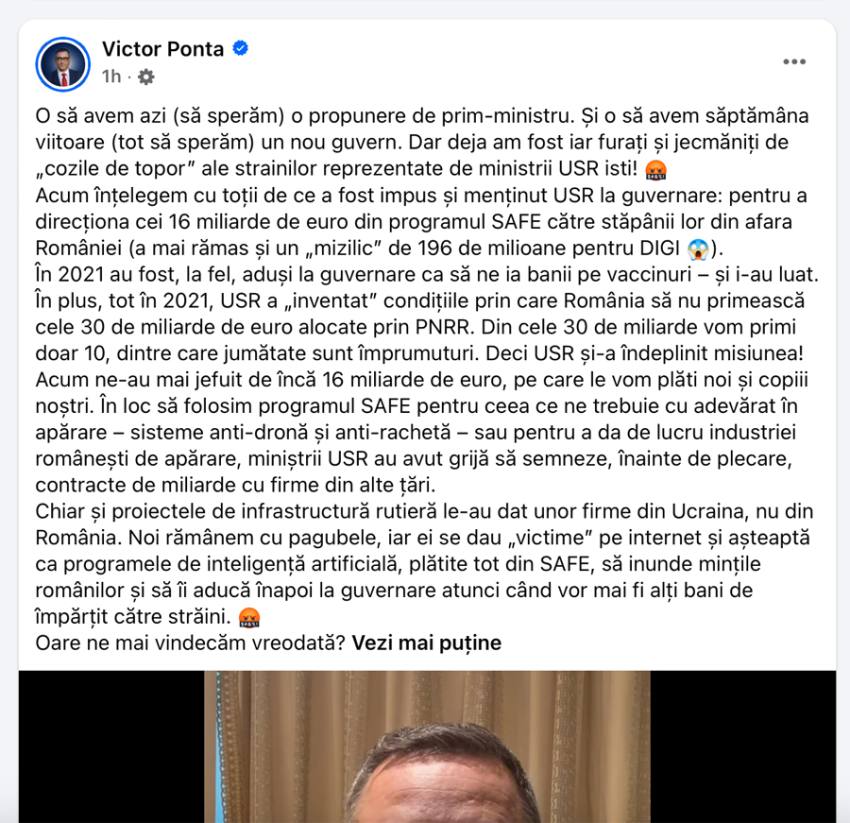 \Sursă foto: FB Victor. Ponta