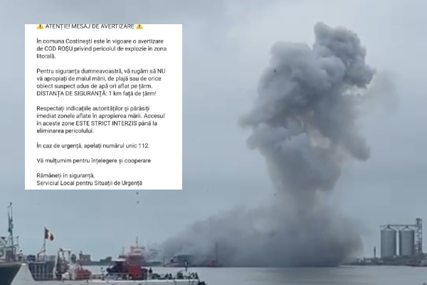 explozie portul constanta cod rosu costinesti - UPDATE: Ucraina confirmă că drona explodată în Constanța îi aparține. Evacuările au fost sistate