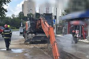 pompieri ISU Argeș conducta gaze avariată în timpul unor lucrări