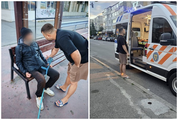 Un jandarm și un voluntar SMURD, aflați în timpul liber, au fost sprijinul de care un bătrân avea nevoie Sursă foto: Jandarmeria Argeș