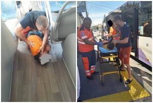 page - Moment critic într-un autobuz din Pitești. Polițistul local Ionuț Soare a intervenit imediat