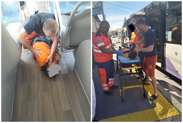 page - Moment critic într-un autobuz din Pitești. Polițistul local Ionuț Soare a intervenit imediat