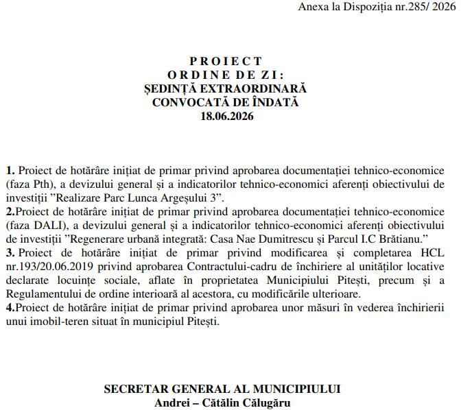 Astăzi are loc o nouă ședință extraordinară a Consiliului Local Pitești 2 - Astăzi are loc o nouă ședință extraordinară a Consiliului Local Pitești