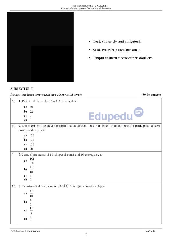 batch ENVIII Matematica 2026 Var 01 LRO page 0002 - Subiecte Matematică Evaluarea Națională 2026. Ce au avut de rezolvat elevii la examen