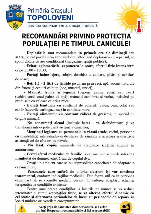 733771409 990145383652490 7138280061862950593 n - Primăria Topoloveni: Reguli esențiale pentru protecția populației în perioada de caniculă