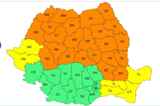 harta2 - Vreme la extreme în România! După caniculă, furtunile vor lovi mai multe regiuni