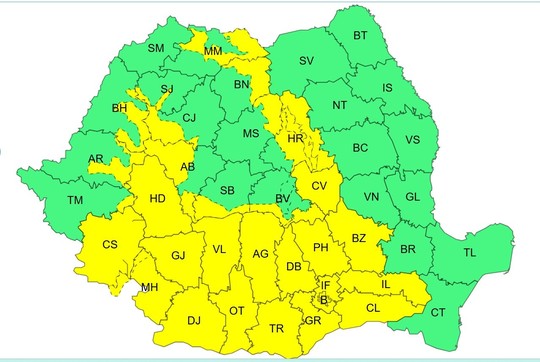 harta3 - Vreme la extreme în România! După caniculă, furtunile vor lovi mai multe regiuni