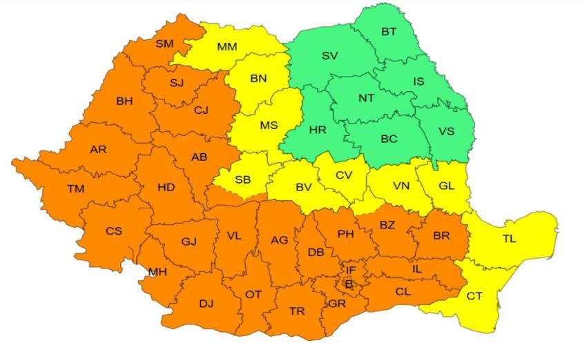 hjpoj - Argeșul, sub cod portocaliu de vijelii puternice! Noi alerte ANM pentru aproape toată țara