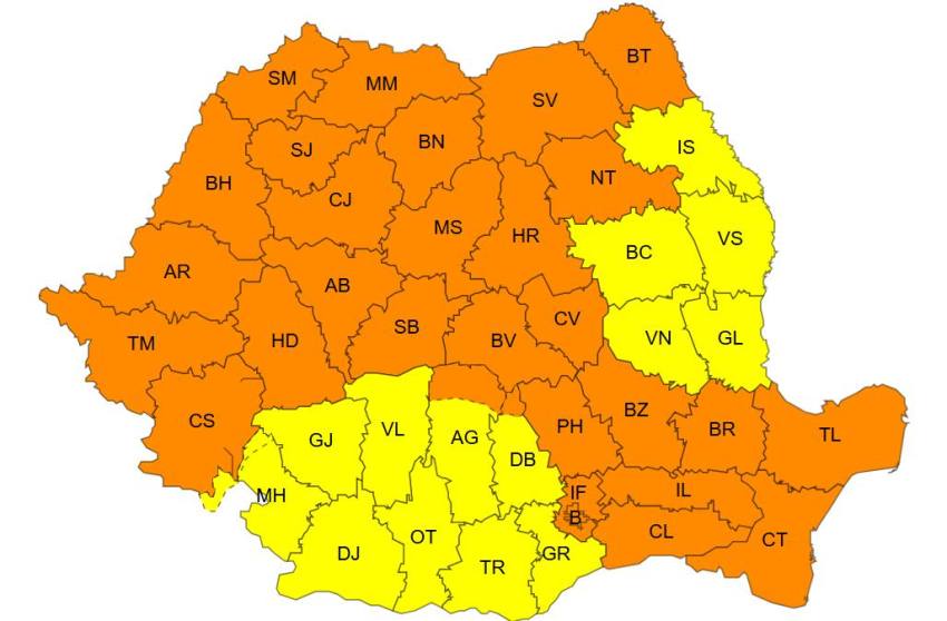 Cod galben și portocaliu vreme rea
