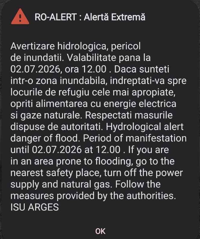 RO-ALERT inundații Argeș