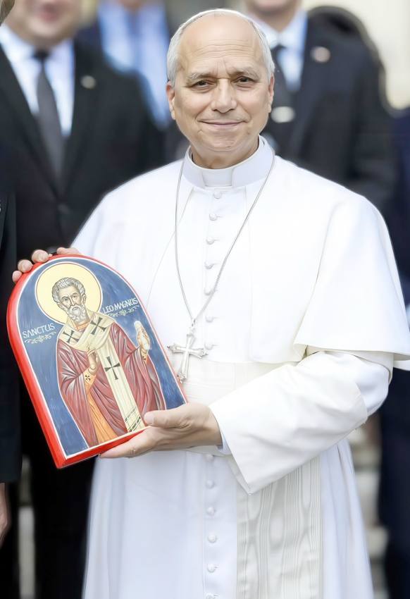 icoana pictata de un preot argesean daruita Papei 1 - O icoană pictată de un preot din Argeș a ajuns în mâinile Papei Leon al XIV-lea