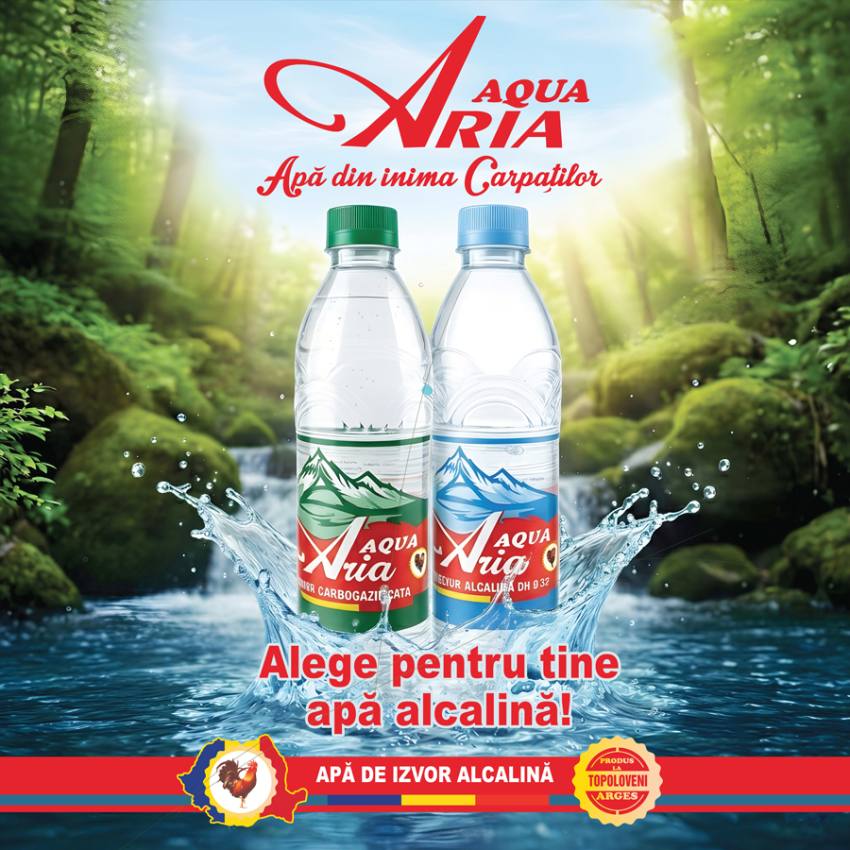Model 6 Bannere ARIA AQUA Page 1 - Din Topoloveni, în preferințele românilor. Vinalcool – o istorie de 7 decenii și Aqua Aria -  apă premium din inima Carpaților