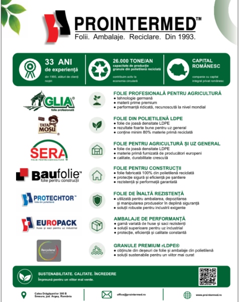 PROINTERMED - PROINTERMED – 33 de ani de excelență în producția de folii și reciclarea maselor plastice