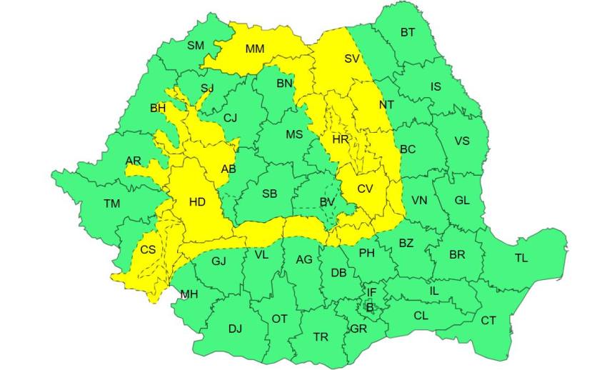 Avertizare de ultimă oră de la ANM! Vijelii, grindină și ploi torențiale 1 cod galben anm
