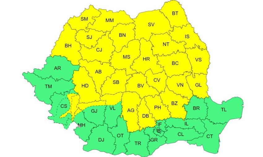 Cod galben în Argeș! O nouă alertă de la ANM 1 cod galben argeș