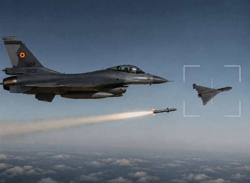 drona generic f16 racheta Sursă foto: FB MApN (Făcut cu AI)