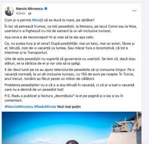 narcis mircescu despre radu miruta - Narcis Mircescu îl apără pe ministrul Radu Miruță după controversele privind vacanța în Turcia: „Pe asta își consumă timpul televiziunile”