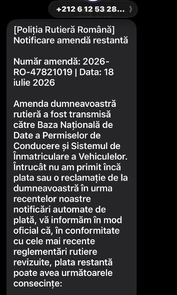 „Veți fi amenajat cu o amendă”. Greșeala care trădează noua înșelătorie prin SMS 1 Înșelătorie ghiseul