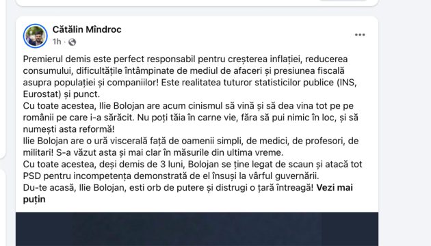 catalin mindroc ilie bolojan acasa 1 - Cătălin Mîndroc (PSD): ”Du-te acasă, Ilie Bolojan, esti orb de putere și distrugi o țară întreagă!”