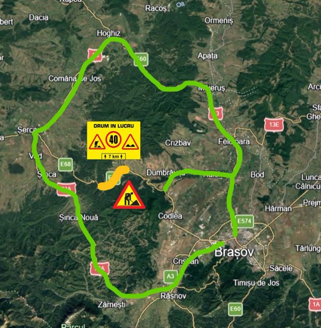 DN1 Brașov–Făgăraș, restricționat timp de 3 săptămâni. Lucrări între Vlădeni și Perșani și rute alternative 1 Sursă foto: FB DRDP Brașov