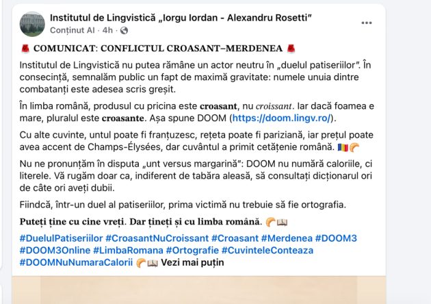 Sursă foto: FB  Institutul de Lingvistică „Iorgu Iordan – Alexandru Rosetti” 