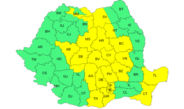 Argeș cod galben ANM