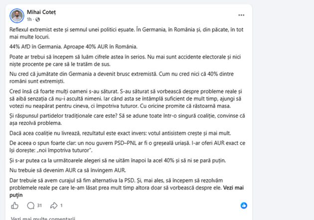 Sursă foto: FB Mihai Cotet