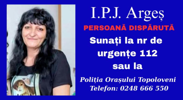 Alertă în Topoloveni! Femeie dată dispărută de familie 1 femeie disparuta Topoloveni