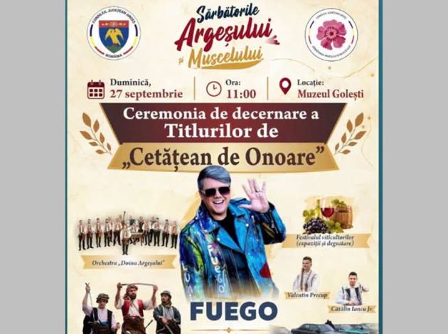 Sărbătorile Argeșului și Muscelului. Fuego va cânta mâine la Muzeul Golești