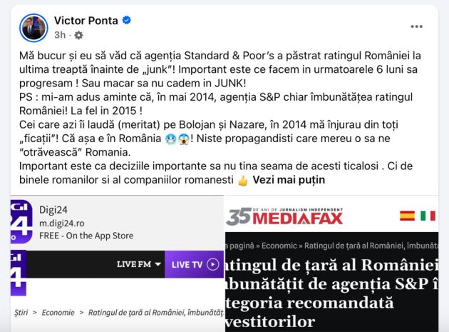 Sursă foto: screenshot fb Victor Ponta