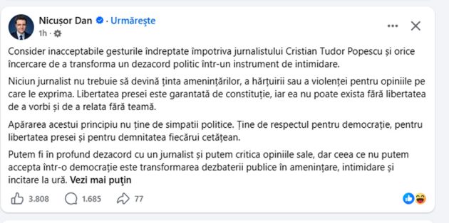 Sursă foto: screenshot fb Nicusor Dan