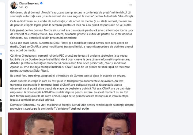 Autostrada Sibiu–Pitești, în centrul unui scandal politic. Diana Buzoianu îl acuză pe Grindeanu că dezinformează 1 diana buzoianu sorin grindeanu autosytrada - Autostrada Sibiu–Pitești, în centrul unui scandal politic. Diana Buzoianu îl acuză pe Grindeanu că dezinformează