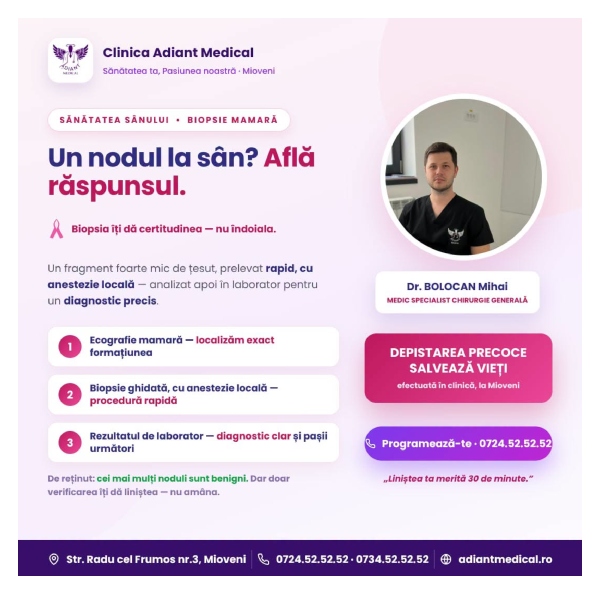 Dr. Mihai Bolocan, consultații de chirurgie generală și biopsii mamare la Adiant Medical 1 Bolocan Mihai Adiant medical